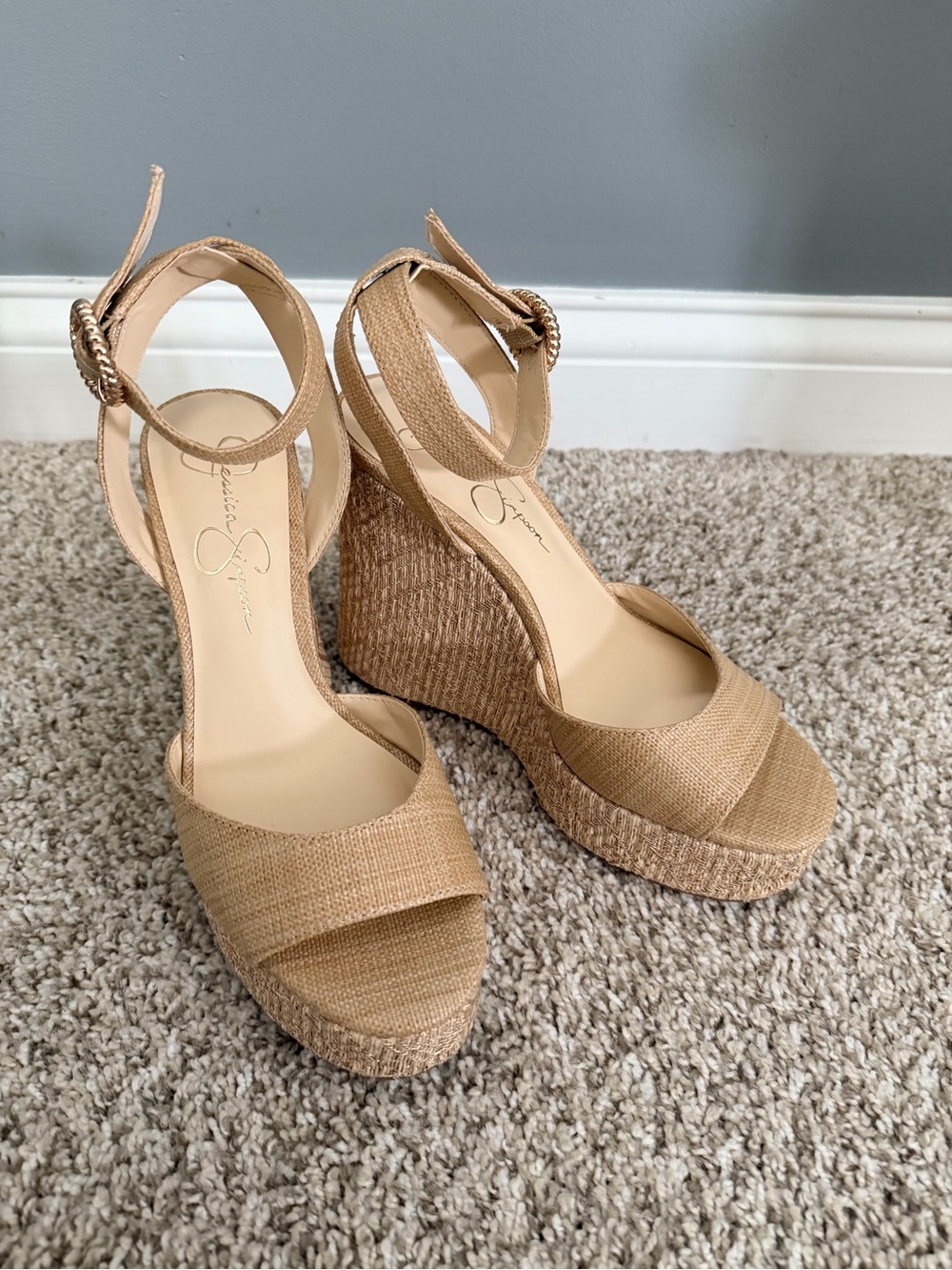 Jessica Simpson Tan Woven Platform Wedge Sandals - Picture 2 of 8